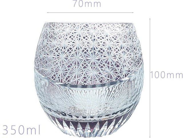 Edo Kiriko Whiskey-Glasbecher von Yiran Furniture mit lila Chrysanthemen-Design, handgefertigt, 240ml-330ml - Bild 1