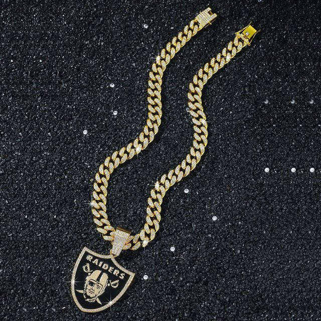 QINGLONG GOODS Anhänger Halskette, Las Vegas Raiders, Gold, Kristall, Unisex, 45 cm - Bild 1