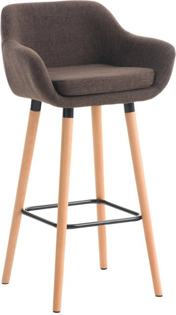 DELUKE Barhocker VILO mit Lehne in Braun aus Stoff und Buchenholz, H: 99 cm, B: 55 cm, T: 46 cm - Bild 1