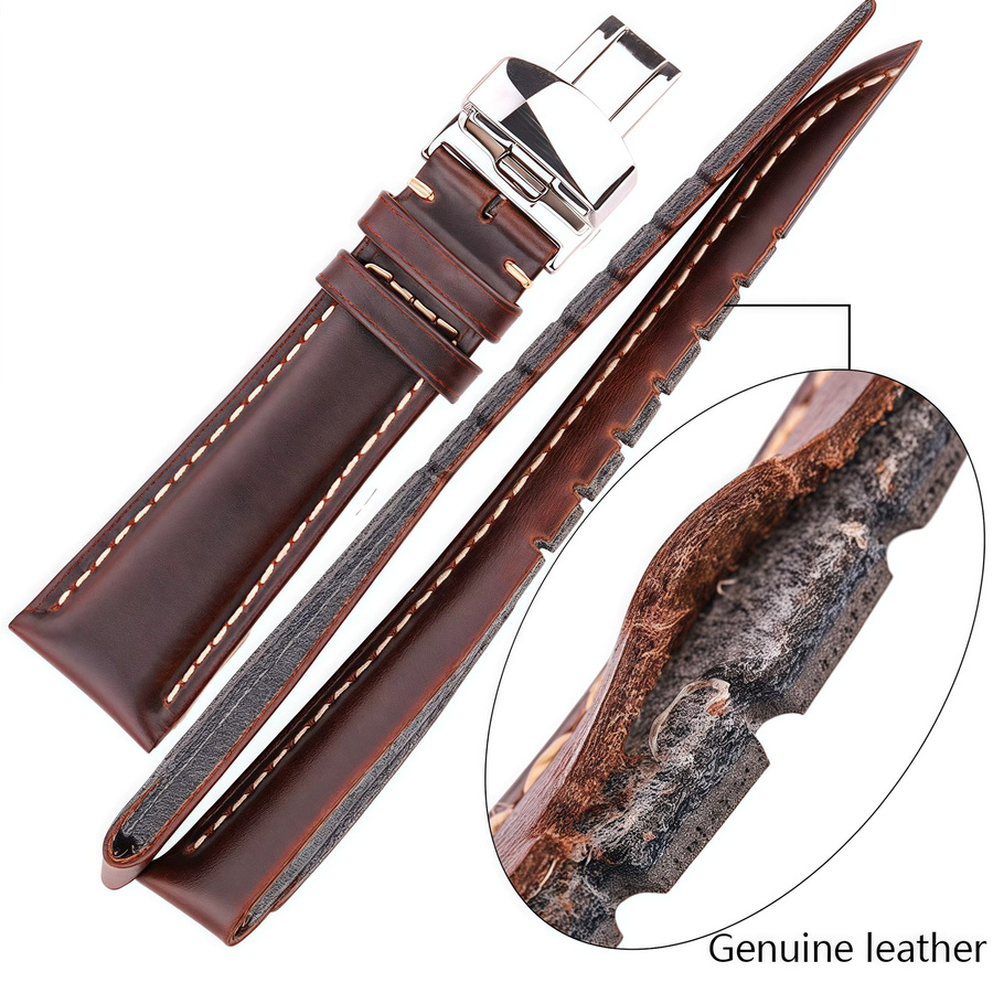 DUTRIEUX Uhrenarmband Leder, Edelstahl, Schwarz, Unisex - Bild 3