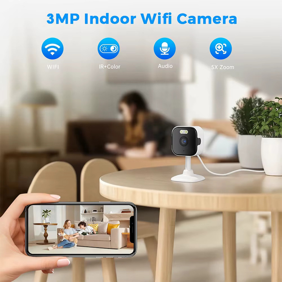 TAFN Mini Cube Wifi Indoor Kamera mit 3MP Auflösung, Zwei-Wege-Audio, Bewegungserkennung und Nachtsicht in Weiß - Bild 4