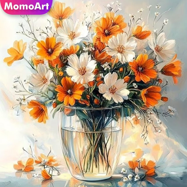 Momoart Diamant-Malerei Blumen-Vase DIY Acryl-Bastelset mit floralem Motiv in Multicolour, B/H: 20 x 20 cm - Bild 1