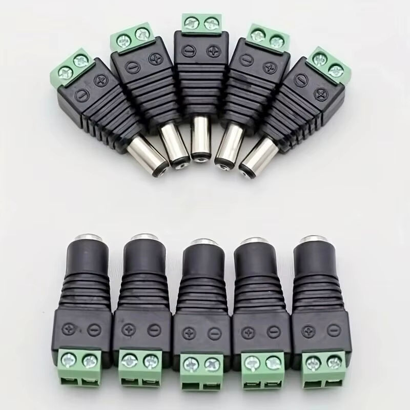 5 Stück DC-Stecker-Buchse-Klemmen in Schwarz, 12 V Stromanschluss mit 2,1 mm x 5,5 mm für CCTV-Kameras und LED-Streifen (5050, 3528) - Bild 6