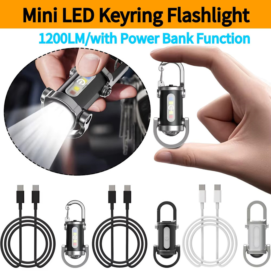 Shunmaii Mini-Schlüsselanhänger-Taschenlampe mit 1200 Lumen, wiederaufladbare wasserdichte LED-Taschenlampe für Outdoor und Camping - Bild 2