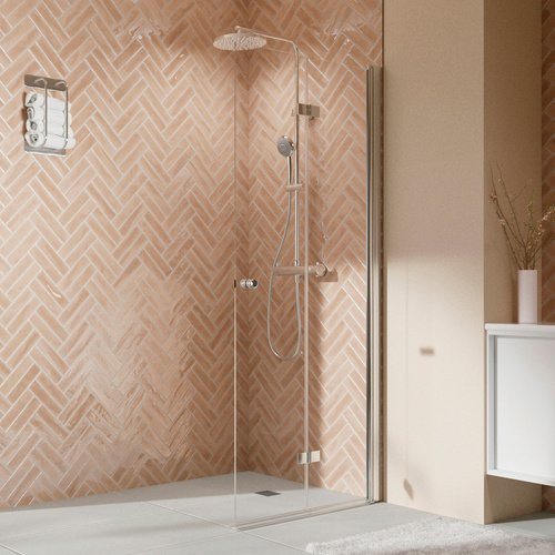Breuer Duschwand Elana 2.0 Walk-In mit Drehfalttür, rund, Klarglas, silberfarben, B/T/H: 120 x 35 x 200 cm - Bild 1