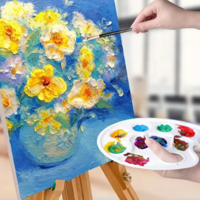 Mehrfachpackung weiße Kunststoff-Farbpaletten mit Daumenloch für Kinder und DIY-Kunstprojekte - Bild 2