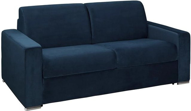 Vente-unique Schlafsofa Calito in Marineblau mit Samtbezug, Breite: 194 cm - Bild 1