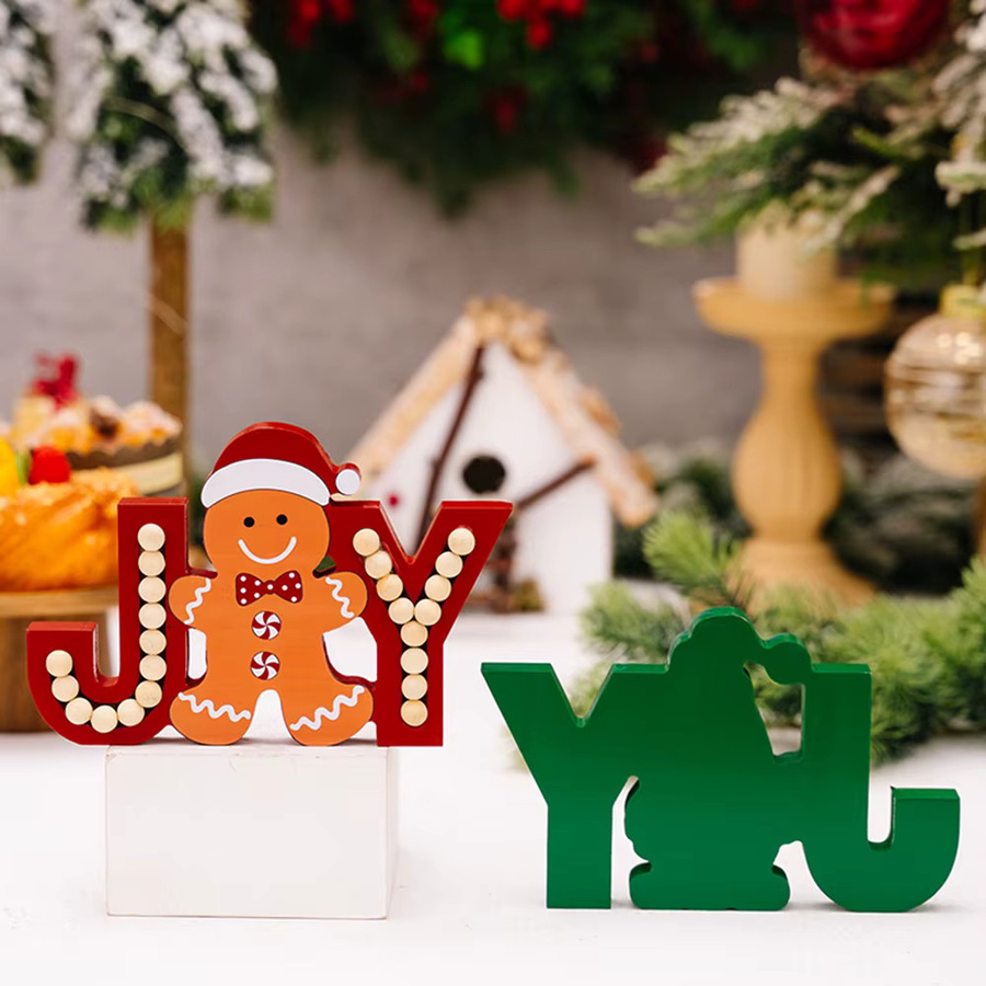 Runtowo JOY Lebkuchenmann Holzornament als bunte Weihnachtsdekoration für dein Zuhause - Bild 2
