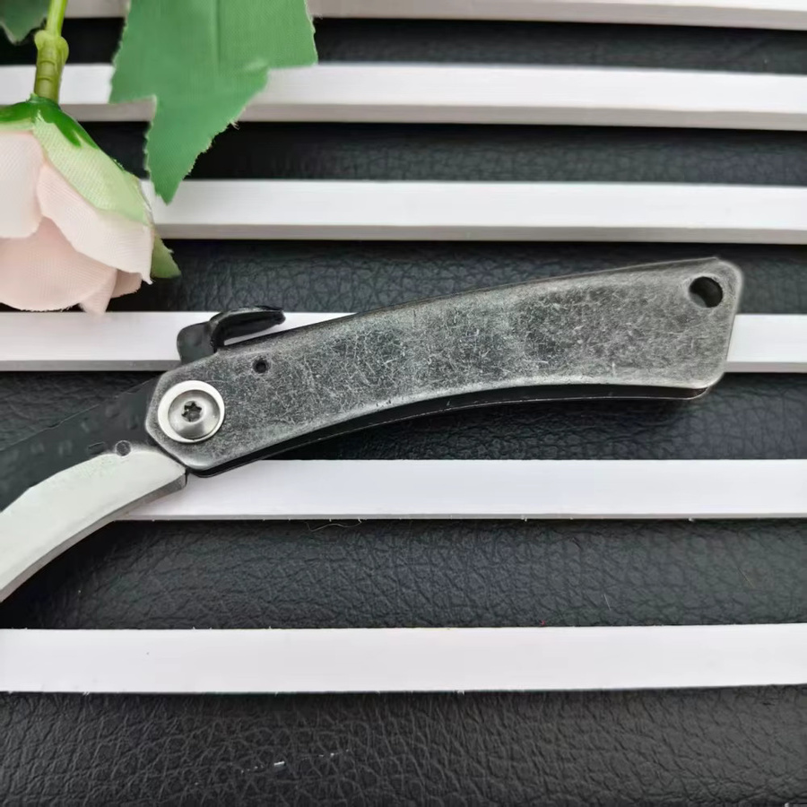 Higonokami Faltbares Campingmesser in Schwarz mit Lederetui als EDC-Werkzeug für Küche, Obst und Angeln - Bild 2