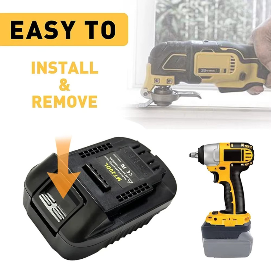MT20DL Batterieadapter für Makita 18V Li-Ionen-Akkus als Konverter für Dewalt 18V 20V DCB200 Elektrowerkzeuge, Farbe: Schwarz - Bild 3