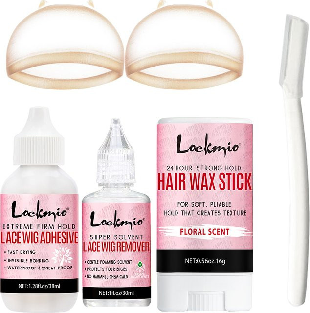 lockmio Set für strapaziertes Haar mit Perückenkleber, Entferner und Styling-Wachsstift - Bild 1
