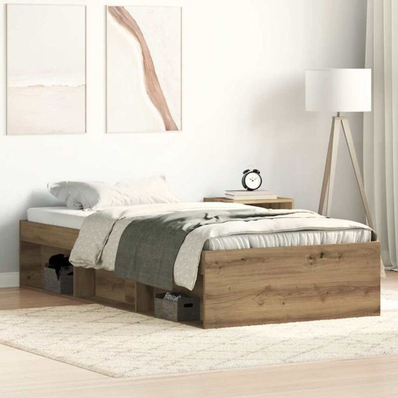 Vidaxl Einzelbett Bettgestell aus Holzwerkstoff in Artisan-Eiche Natur, B: 75 cm, L: 190 cm - Bild 1