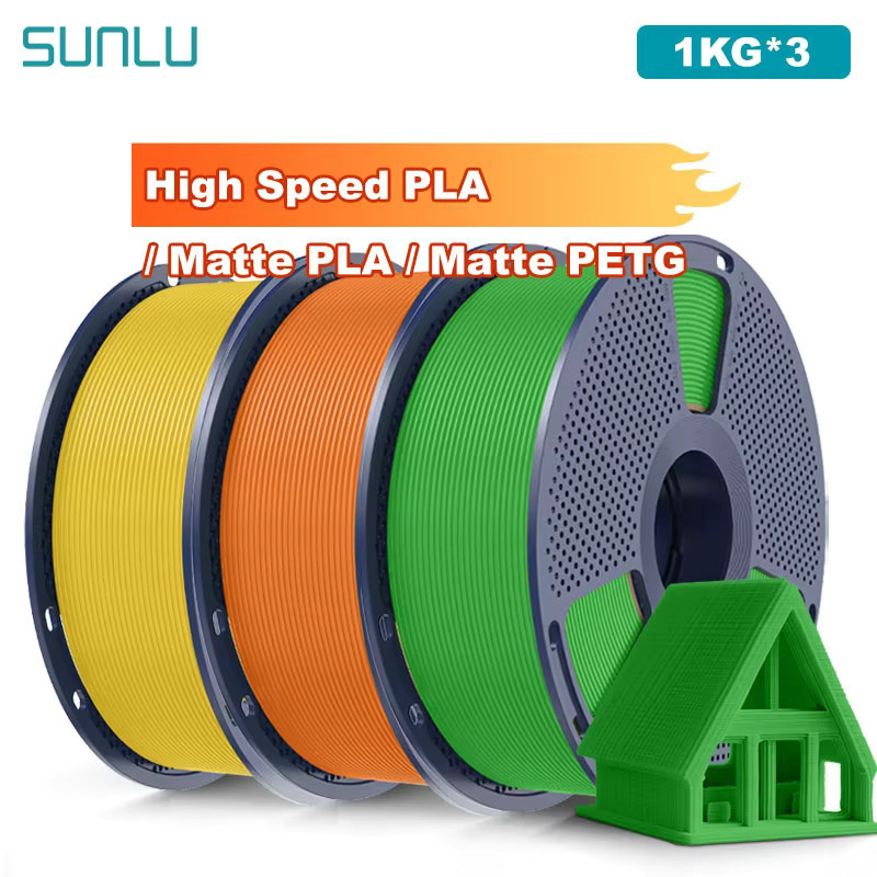 SUNLU Filament Set für FDM-3D-Drucker: Hochgeschwindigkeits-PLA, Mattes PLA und Mattes PETG in Multicolour, 1,75 mm, 3 kg Gesamtgewicht - Bild 3