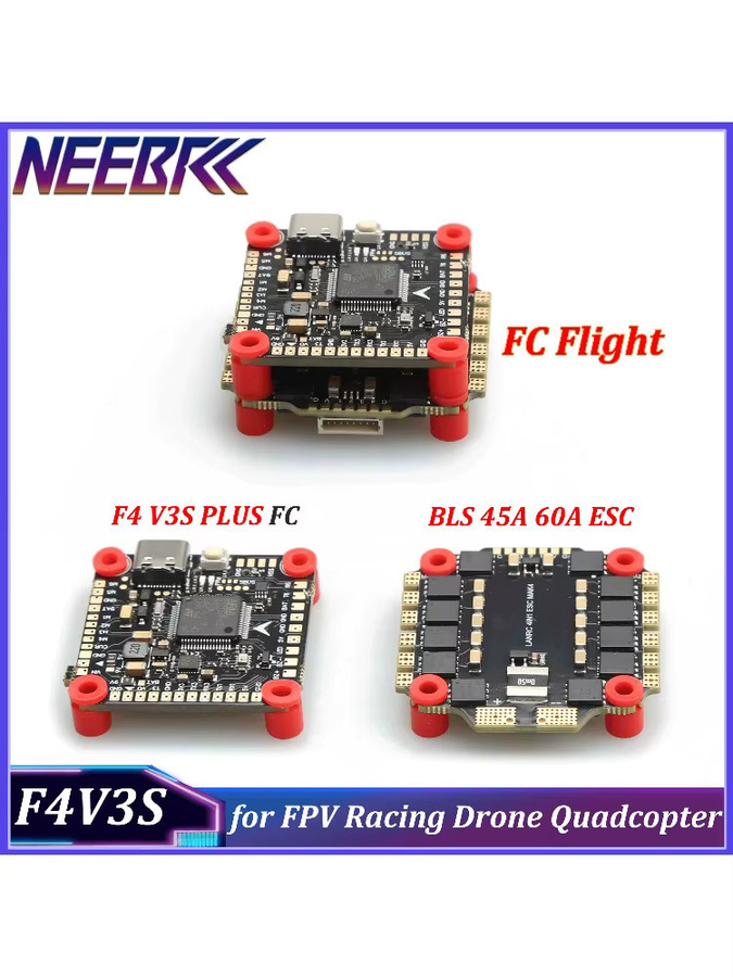 NeebRC F4 V3S PLUS Flight Controller Stack mit Barometer, OSD und 4in1 BLS ESC für FPV Drohnen in Schwarz - Bild 3