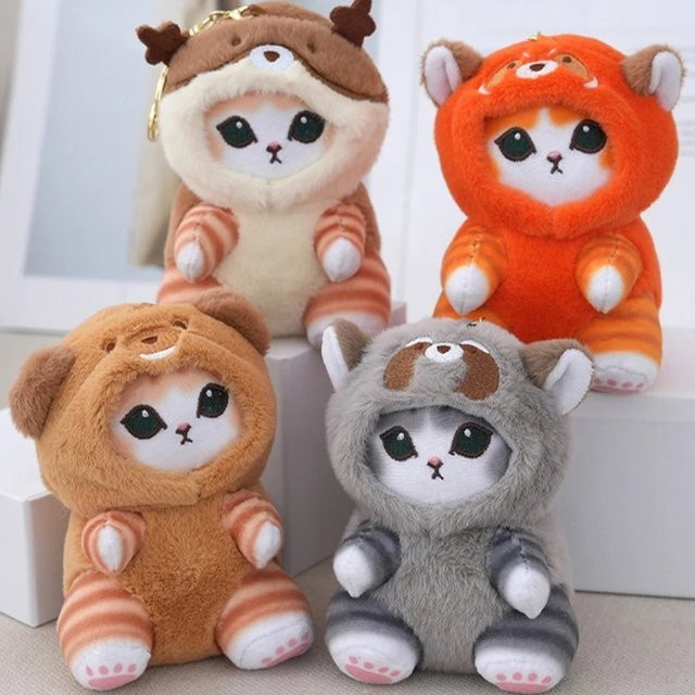 Mofusand Plüsch-Schlüsselanhänger, Waschbären Eichhörnchen Panda, 12 cm - Bild 1
