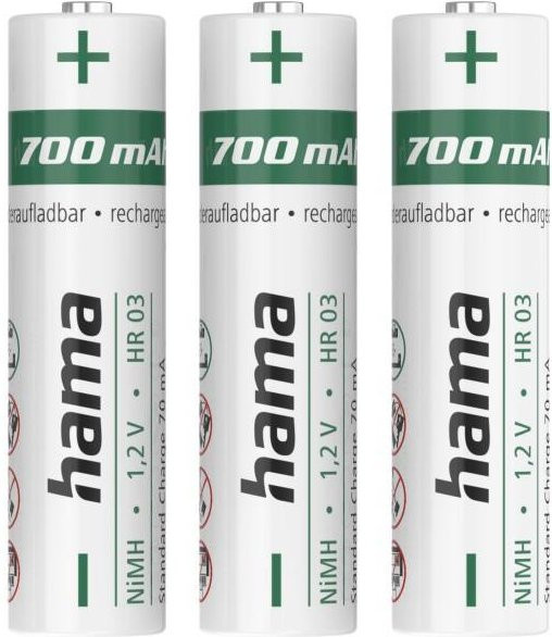 Hama NiMH-Akkus AAA Micro, 700 mAh, 1,2V, 3 Stück, Weiß - Bild 1