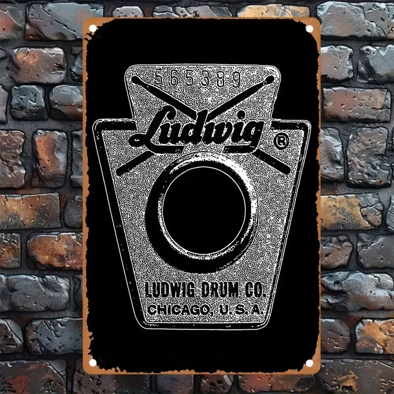 Metallposter Hello Young Ludwig Snare Drum Typografie in Schwarz, Vintage Wanddeko, B/H: 30 x 20 cm - Bild 3