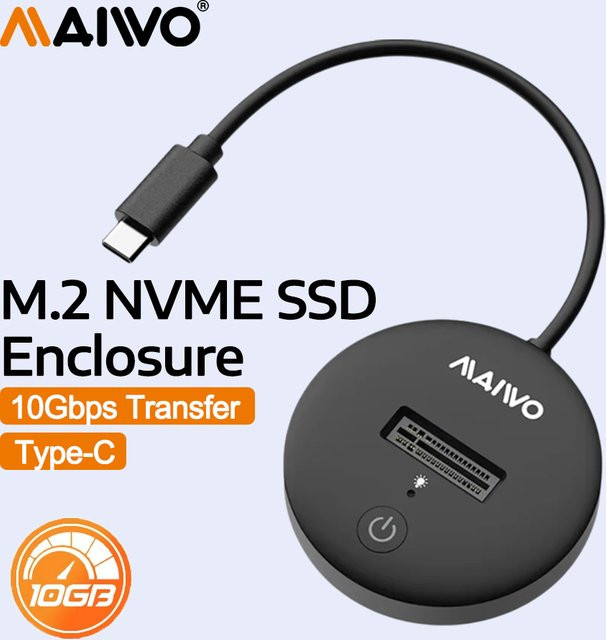 MAIWO M.2 NVMe SSD-Gehäuse mit 10Gbps PCIe zu USB-C Adapter für Laptop und externe Festplatten-Aufbewahrung - Bild 1