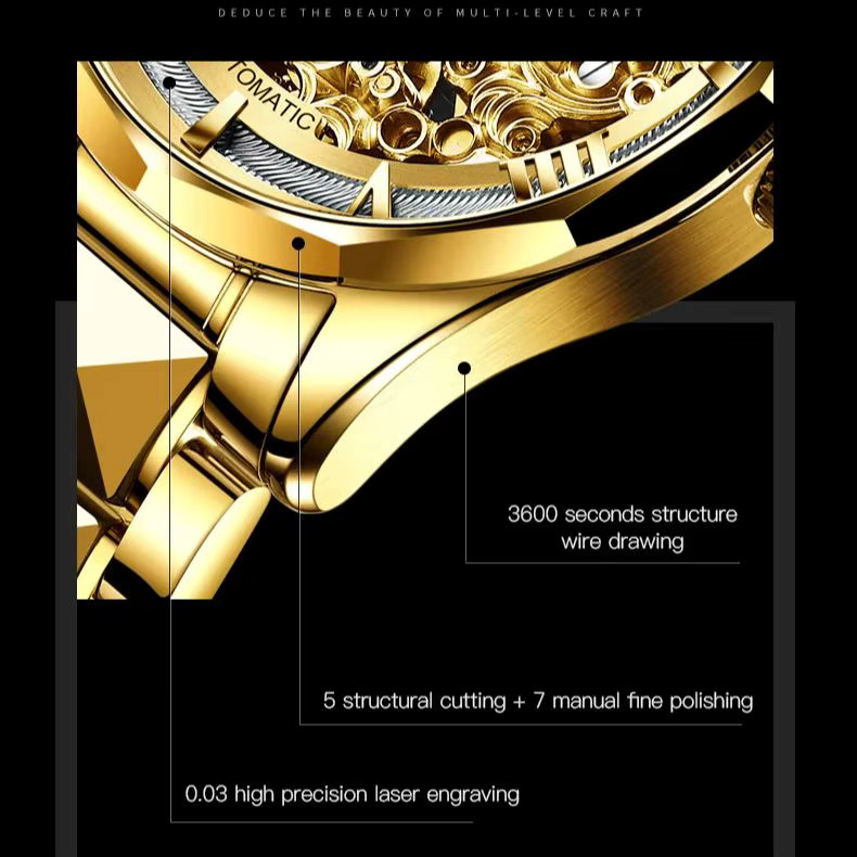 Oupinke Armbanduhr, Automatik, Edelstahl, Gold, Wolfram, Herren - Bild 4