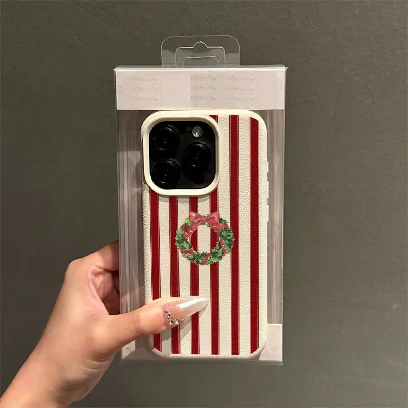 Handyhülle mit Weihnachtskranz-Aufdruck für Apple iPhone 17, 16 und 15 Serien in Beige - Bild 2