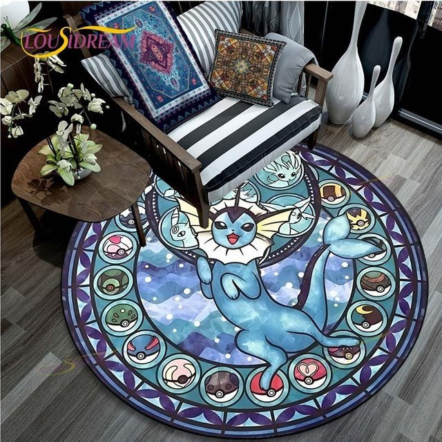 BestDream008 Pikachu Pokemon Rundteppich für Kinder, bunter 3D-Wohnzimmerteppich aus Polyester, Durchmesser: 150 cm - Bild 1