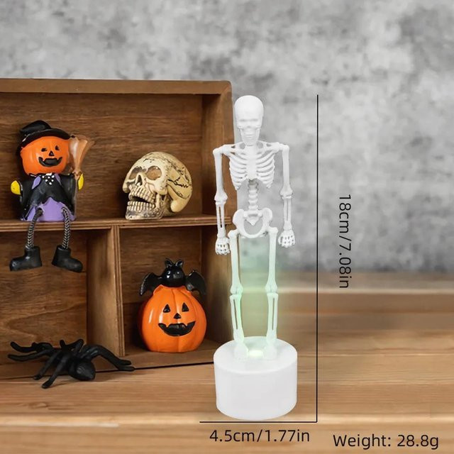 Fashnics Skelett-Figuren-Set mit LED-Licht in Weiß für gotische Desktop-Dekoration - Bild 1
