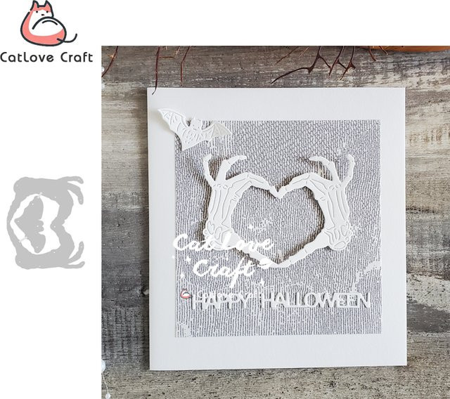 Catlove Halloween Herz und Skelett Hand Metall Stanzschablone für Scrapbooking und DIY Bastelarbeiten - Bild 1