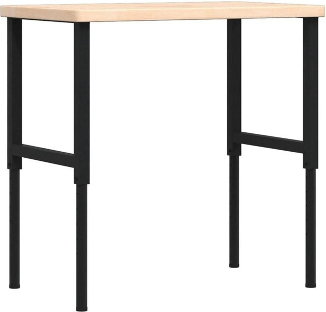 vidaXL Werkbank aus Massivholz Eiche in Schwarz-braun, B/T/H: 100 x 60 x 73-99,5 cm - Bild 1