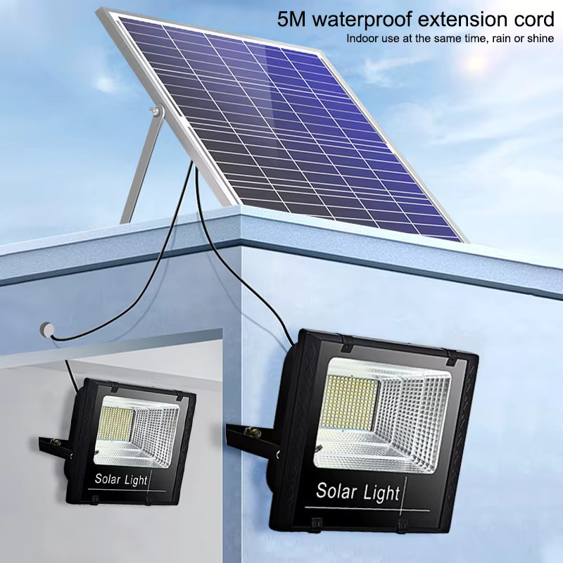 YQCHEZI LED Solar Flutlicht mit 2 Köpfen, wasserdichte Außenwandlampe für den Garten mit Aluminium Solarpanel - Bild 3