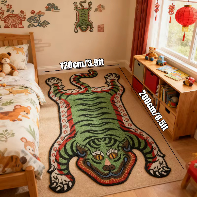 VIKAMA Teppich mit Tigermuster in Multicolour, rutschfest und warm für Wohnzimmer, Schlafzimmer oder Flur, B: 130 cm, T: 80 cm - Bild 4