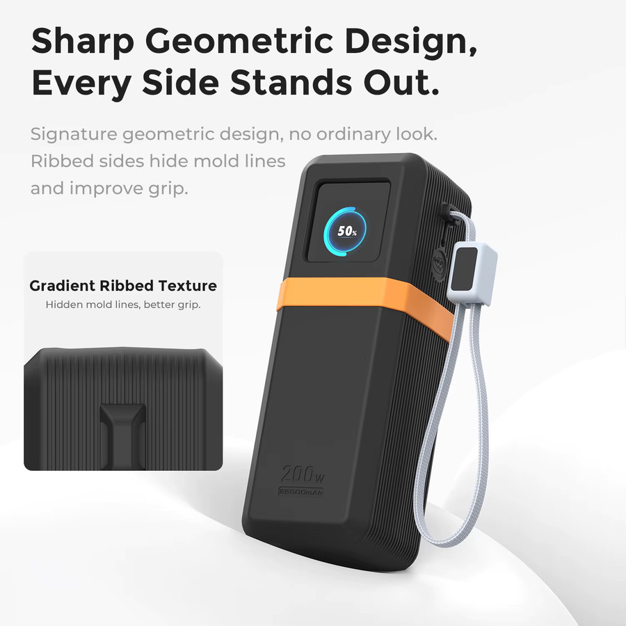 SIKAI Silikonhülle für UGREEN Nexode 200W Powerbank 25000mAh mit Kabelorganisator-Ring und Lanyard-Loch in Lila oder Grün - Bild 5