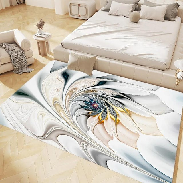 BC-Warm Home Moderner Teppich mit psychedelischer Flora in Beige und Multicolour, rutschfest und maschinenwaschbar, B/T: 60 x 40 cm - Bild 1