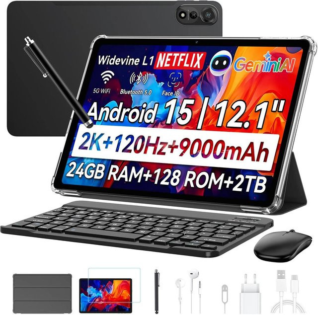Blackview MEGA 2 Android 15 Tablet mit 12 Zoll Display, 24GB RAM, 256GB ROM, 4G LTE, Grau - Bild 1