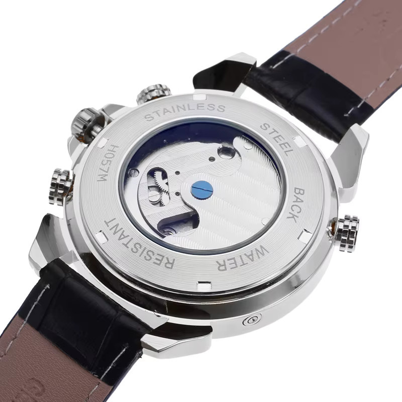 Jaragar Armbanduhr Automatik, Tourbillon, Edelstahl, Leder, Herren - Bild 5