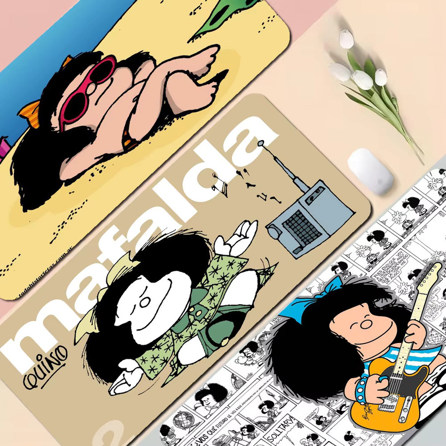Großes XXL Mauspad mit Cartoon Mafalda Motiv in Multicolour, übergroße Gaming-Tastaturmatte und Notebook-Tischmatte - Bild 4