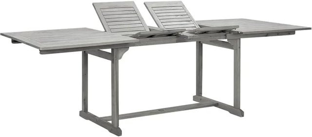 DELUKE Garten-Esstisch VEGO aus Akazienholz in Grau, ausziehbarer Ecktisch für Garten und Terrasse, B/T/H: 160-240 x 100 x 75 cm - Bild 1