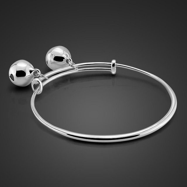 Charm Armreif 925 Sterling Silber, Glocke, Damen, grau - Bild 1