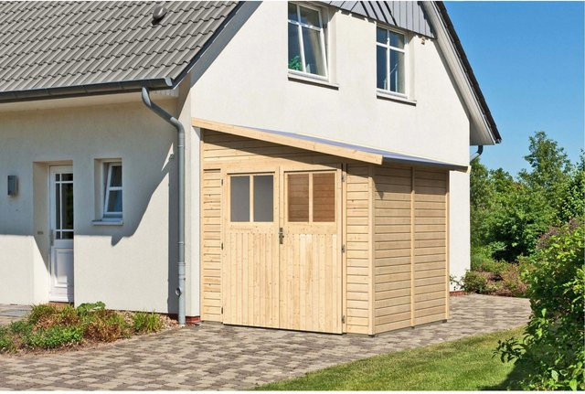 Karibu Holz-Gartenhaus Timsund Natur mit Pultdach und modernem Design, B/T/H: 235 x 178 x 243 cm - Bild 1