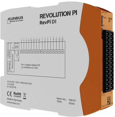 Kunbus Revolution Pi DI PR100195 SPS-Erweiterungsmodul 24V in Weiß - Bild 1