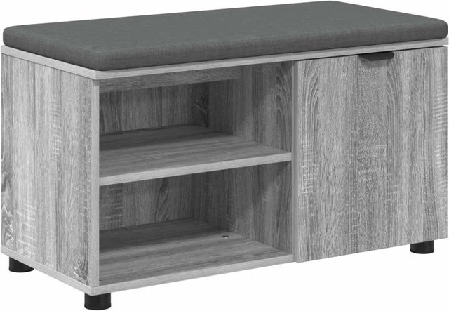 vidaXL Flurbank mit Kissen und Schuhregal in Grau Sonoma, B/T/H: 80 x 38 x 46 cm - Bild 1