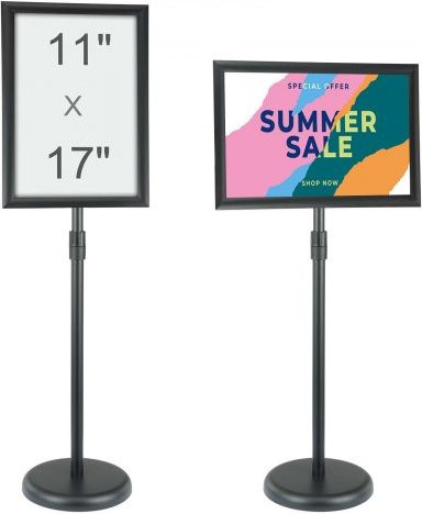 VEVOR Informationsständer Schwarz, verstellbarer Posterständer für vertikale und horizontale Nutzung, robuster Bodenständer mit runder Basis für Displays und Werbung, B/H: 42,0 x 29,7 cm - Bild 1