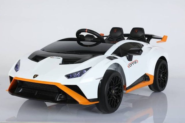ES-Toys Lamborghini Huracan STO Kinder Elektroauto mit EVA-Reifen weiss - Bild 1