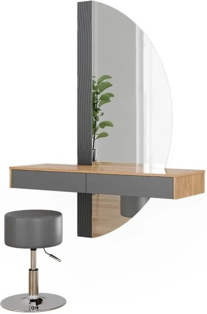 Vicco Schminktisch Melisa mit Beleuchtung und Hocker in Eiche Grau, Breite: 120 cm - Bild 2