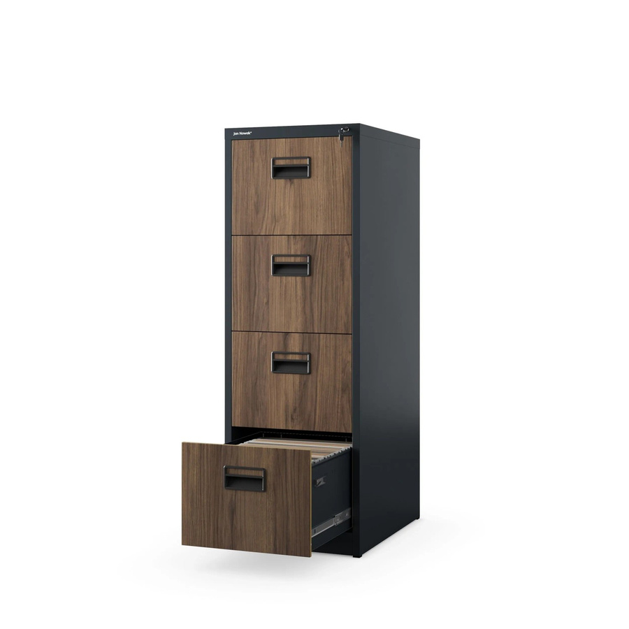 Jan Nowak Aktenschrank SARA V4 mit 4 Schubladen in Anthrazit und Nussbaum, B/T/H: 132 x 46 x 62 cm - Bild 2