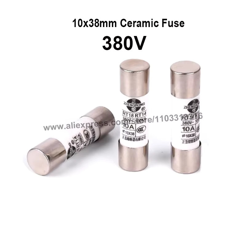 10 Stück Keramik-Sicherungen SHJJDA weiß, Maße: B: 10 mm, H: 38 mm, 380V - Bild 2