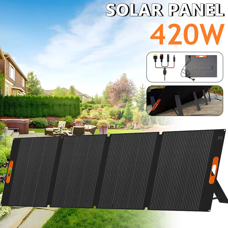 CHUBAN Flexibles 420W Solarpanel Set, Monokristallines Solarladegerät in Schwarz, Wasserdicht für Camping und Kraftwerke - Bild 4