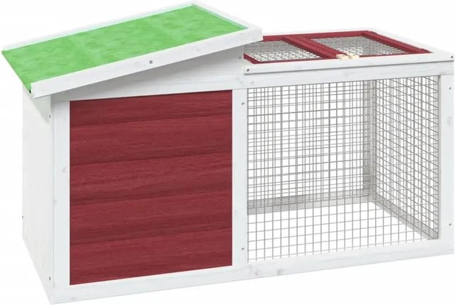 vidaXL Kaninchenstall aus massivem Kiefernholz in Braun mit rustikaler Optik, B/T/H: 100,5 x 54 x 55 cm - Bild 1