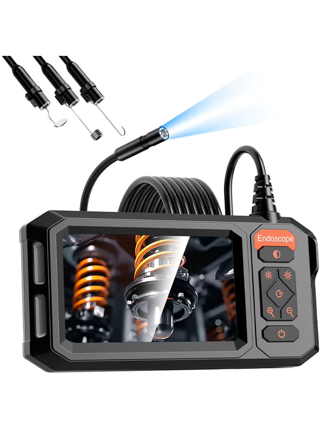 ENWOR Industrie-Endoskop mit 4,3-Zoll-Bildschirm, Einzel-/Doppellinse, 8-mm-Sonde mit 8 LEDs, wasserdichte Rohrleitungskamera für die Auto-Inspektion, Farbe: Schwarz - Bild 5