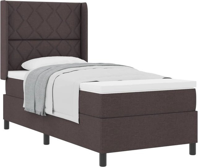 vidaXL Boxspringbett mit Matratze in Braun aus Stoff, B/T/H: 100 x 200 x 118 cm - Bild 1