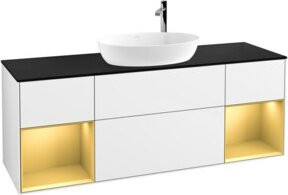 V&B Finion Waschtischunterschrank mit Wandbeleuchtung, Farbe Weiß lackiert mit Gold, Breite: 160 cm, Tiefe: 50,1 cm, Höhe: 50,1 cm - Bild 1